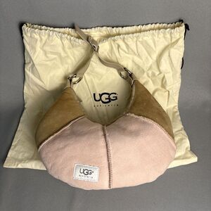 UGG Australia Purse Shoulder Bag Pink Tan Suede Shearling Malibu Boho Handbag